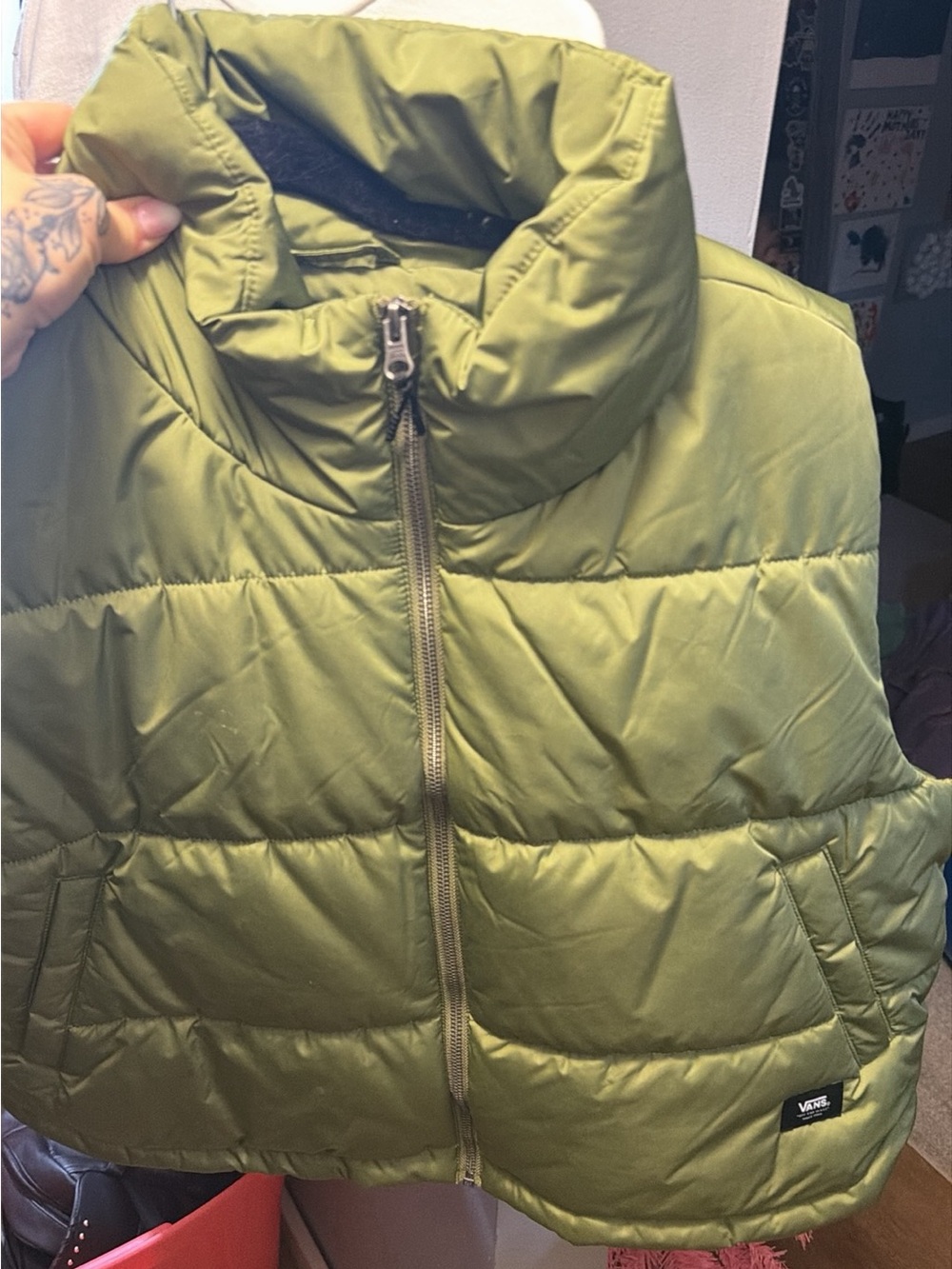 Vans Olive Green Quilted Puffer Vest